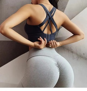 Sujetador deportivo reversible ligero para mujer, sin costuras, de nailon, con espalda cruzada, transpirable y extraíble, para entrenamiento, venta al por mayor personalizada - Product Image 4