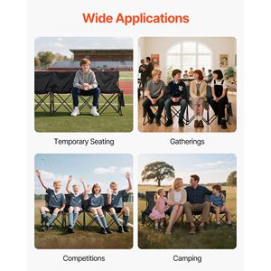 Banc pliant portable léger 4 places pour le football avec poches latérales et sac de transport – Mobilier de camping pratique - Product Image 6