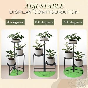 Support de plantes moderne en métal avec 3 étagères circulaires pour plantes vertes d'intérieur, design minimaliste, finition thermolaquée - Product Image 2