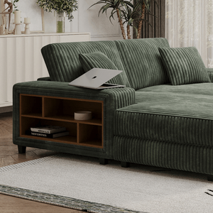Moderno Divano Letto Componibile Oversize in Velluto a Coste Soffice, Convertibile in Poltrona per Soggiorno - Product Image 5