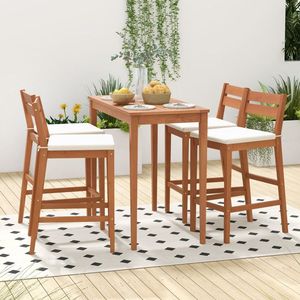 <b>Set</b> <b>of</b> 2 Outdoor Wood <b>Barstools</b> with Soft Seat Cushion - Product Image 4