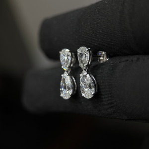 14K <b>Gold</b> 4.50 Carat Lab Grown Diamond Pear Shape Two Stone Drop <b>Dangle</b> <b>Earrings</b> for Women Wedding Anniversary Custom Jewelry - Product Image 1