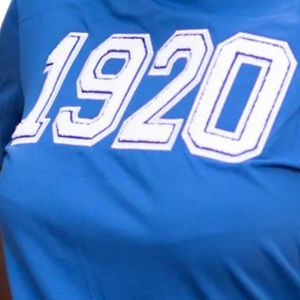 T-shirt en chenille bleu royal 1920 pour femme, avec lettres grecques Zeta Phi Beta, décontracté, streetwear, haut en coton de qualité supérieure - Product Image 3