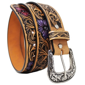 Cinturón Vaquero Occidental de Cuero Vacuno Genuino con Hebilla de Aleación Metálica Pintada y Grabada a Mano al Mejor Precio al por Mayor - Product Image 2