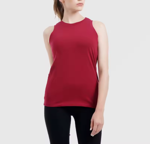 Camiseta sin mangas roja para mujer, con logo personalizado, de algodón liso, corte ajustado, informal, para verano, al por mayor - Product Image 6