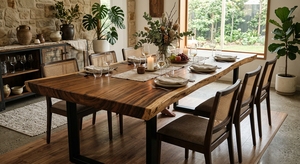 Mesa de Comedor Moderna de Madera Maciza, Diseño Rectangular Minimalista, Estructura Estable, Muebles para el Hogar, Uso en Exteriores - Product Image 4
