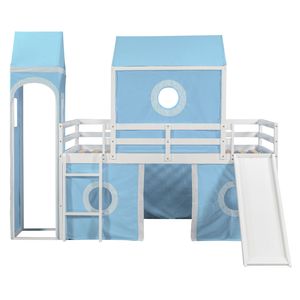 Cama alta individual con tienda de campaña rosa y tobogán azul, cama infantil con características únicas (SKU ANTIGUO WF532001AAC) - Product Image 3