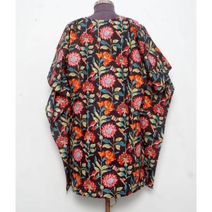 ชุดคลุมยาวพิมพ์ลายบล็อกอินเดีย ผ้าฝ้ายออร์แกนิคแท้ เนื้อผ้าบางเบา ชุดนอนสั้น ลายดอกไม้ ชุดชายหาด ชุดเดรสฤดูร้อน - Product Image 6