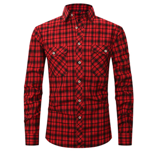 Chemise en flanelle brodée sur mesure pour hommes, manches longues, 100% coton, chemise décontractée, motif uni, séchage rapide, respirante, service OEM - Product Image 4