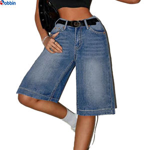 Pantalones cortos vaqueros de mezclilla de verano para mujer, de alta calidad, holgados, de pierna ancha, de longitud media, diseño único, estilo casual - Product Image 5