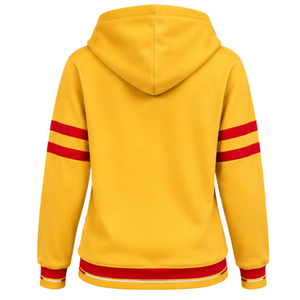 Sudadera con Capucha PDK Varsity para Mujer, Rayas Rojas y Doradas 1923, Sudadera con Capucha y Bolsillo Canguro, Estampado de Letras en Bloque, Manga Larga - Product Image 4