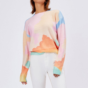 <b>Men</b> Women's Color Blocking Gradient Jacquard Knitted <b>Cardigan</b> Crew Neck Full Sleeve Casual 100% Acrylic/Nylon Anti-Pilling - Product Image 2