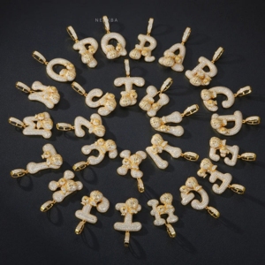 Colgante de Letra Inicial con Bolsa de Dinero - Joyería de Moissanita VVS Color D, Colgante de Letra de Moissanita de Plata Esterlina 925 - Product Image 3