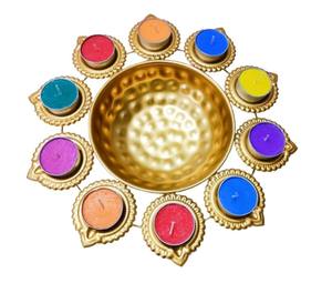 Cuenco Urli Deepak Personalizado para Decoración del Hogar, Cuenco de Latón Martillado, Duradero, para Uso en Interiores, para Flores Flotantes en Agua - Product Image 1