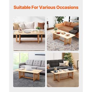 Tavolino da Caffè Moderno Boho Rettangolare 47 Pollici in Rattan Intrecciato con Piano in Legno di Gomma e Vano Contenitore - Product Image 6