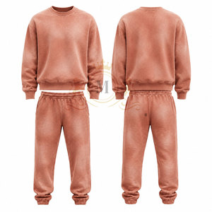 Ensemble de sweat-shirts à col rond pour homme, couleur unie, 100% coton, 350 g/m², vêtements décontractés, tricot en molleton français, style automne, jogging - Product Image 2