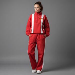OEM/ODM 100% nylon color block Women's Tracksuit Comfortable baggy Fit Custom screen printed logo Breathable ladies 2 Piece <b>set</b> - Product Image 1