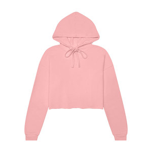 Sudadera con capucha rosa para mujer, estilo crop, hombros caídos, manga larga, informal - Product Image 2