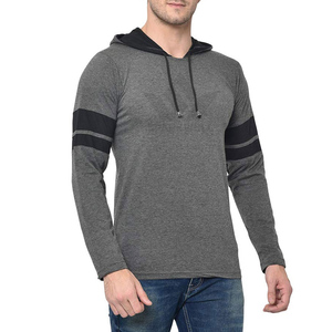 Sudadera con Capucha Gris para Hombre, Manga Larga, Corte Regular, Informal, Tejida, de Poliéster, Color Sólido, para Otoño - Product Image 1