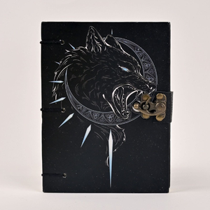 Mystic Wolf Journal | Printed Cardboard Hardcover <b>Notebook</b> | Fantasy Wolf Spirit Diary | 200 White Pages | 7x5 - Product Image 3