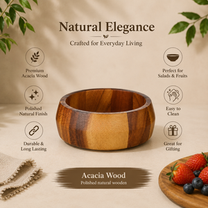 Bol de service en bois de manguier rayé de qualité supérieure, fait main, naturel, pour salade, fruits, collations, style rustique, pour cuisine, table à manger, sans BPA, pour fêtes - Product Image 5