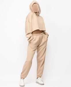 Conjuntos Deportivos de Dos Piezas Personalizados, Talla Grande, Invierno, Encaje Sólido, Casual, Lavado Ácido, Logotipo Bordado, Ropa Urbana a la Moda, 100% - Product Image 3