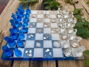 Tablero de ajedrez de resina de lujo hecho a mano con diseño personalizado, juego de ajedrez, caja de ajedrez, piezas de juego para niños, el mejor regalo. - Product Image 6