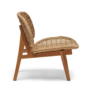 Lounge Chair Rattan Contemporary Outdoor Garden Sofa One Seat Aluminum Frame Durable Design Leg with Teak Wood - Capri - Product Image 2