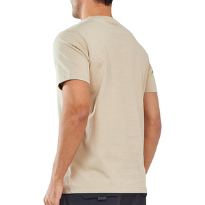 T-shirt uni à col rond pour homme, beige sable, manches courtes, doux, 100% coton, décontracté, léger - Product Image 2
