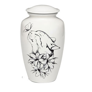 Urna para mascotas de estilo americano de 7 pulgadas de alta calidad, Memorial funerario clásico brillante blanco con logotipo de gato bonito, precio de fábrica - Product Image 3