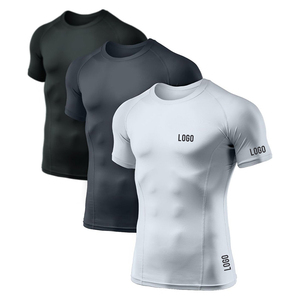 <b>Men</b> Slim Fit O Neck <b>Short</b> <b>Sleeve</b> Quick Dry Sporty T <b>Shirt</b> Solid Color Knitted Polyester Logo Printed <b>White</b> Black Gray <b>men</b> sporty - Product Image 3