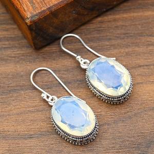 Boucles d'oreilles en opale laiteuse, faites à la main, en argent sterling 925, magnifiques bijoux, cadeau pour elle, pour la personne aimée - Product Image 5