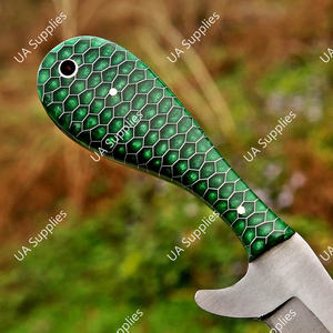Cuchillo de caza y camping de acero inoxidable de espiga completa, hecho a mano, estilo vaquero occidental, tipo Bull Cutter, con diseño de panal de abeja y colores vibrantes, ¡el más vendido! - Product Image 3