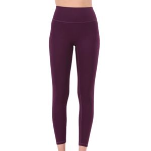 Women's <b>Burgundy</b> High Waist Full Length Leggings Stretch Fitted Yoga Pants for Workout Running Fitness Training Gym Casual - Product Image 1