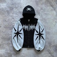 Sweat à capuche zippé gothique vintage Y2K |   Sweat-shirt oversize patchwork Hip Hop Harajuku |   Streetwear OEM