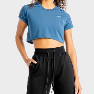 T-shirt pour femme en jersey de coton, toucher doux, respirant, décontracté pour l'été, manches courtes, col rond, tendance, coupe ajustée - Product Image 5