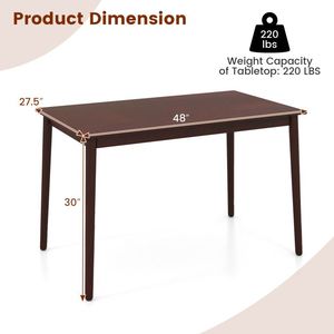 Table à manger de style mid-century pour 4 personnes, pliable et convertible, style nordique avec pieds en bois de caoutchouc - Product Image 5