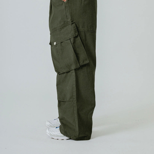 Women's Olive Green Cargo <b>Pants</b> Solid Color Elastic Waist Loose Fit Casual Full Length With Pockets <b>Summer</b> Wear - Product Image 3