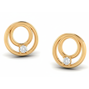 Pendientes de Oro de 10k con Doble Círculo, Fabricante de Joyería Minimalista con Diamantes Cultivados en Laboratorio VVS1, Venta al Por Mayor - Product Image 1