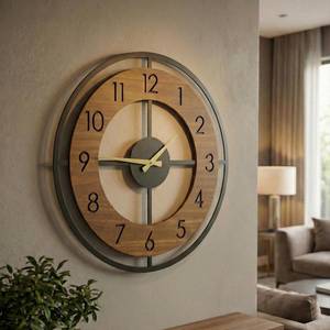 Large Silent Wooden Wall <b>Clock</b> 50cm | Modern Minimalist Black <b>White</b> Decor - Product Image 3