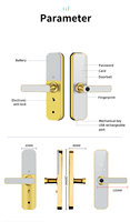 Cerradura Inteligente Moderna Dorada con Huella Dactilar, Teclado, Tarjeta IC, Contraseña, Cerradura Electrónica Digital para Puerta de Dormitorio, Apartamento, Hogar, Seguridad