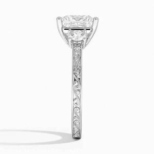 Anillo Clásico de Plata 925 con Moissanita, Corte Princesa, Tres Piedras con Apariencia de Diamante, Joyería Elegante para Novia, Regalo para Boda o Fiesta - Product Image 1