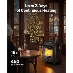 Stufa a Gas Propano da 6000 a 18000 BTU con 3 Modalità di Regolazione della Temperatura e Protezione Antiribaltamento, Radiatore per Garage e Patio - Product Image 2