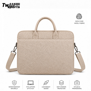 Sacoche Moderne en Pure Laine pour Ordinateur Portable avec Bandoulière Amovible/Lightweight Protective Carry Case for 15.6-Inch Laptops - Product Image 2