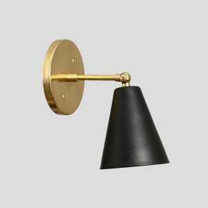 Modern Brass <b>Wall</b> <b>Sconce</b> With Black Cone Shade Indoor <b>Lighting</b> Fixture For Living Room Home Decor - Product Image 2