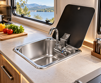 Évier de caravane en acier inoxydable à cuve unique avec couvercle en verre pour cuisine de camping-car et de caravane – Vente en gros pour acheteurs et importateurs