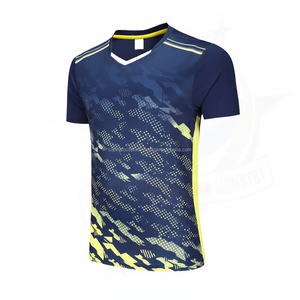 Wholesale Custom Sublimation Front V-neck <b>Badminton</b> Jersey Shorts Set Quick Dry 100% Polyester Sport Uniform Men 240g Pockets - Product Image 2