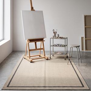 Alfombra Moderna Minimalista Tejida a Mano de Lana, Color Beige Neutro, Antideslizante, Pelo Medio, Tejido Plano, Alfombra Contemporánea para Piso - Product Image 4