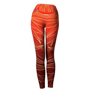 High Waist Full Length <b>Leggings</b> With Leaf <b>Pattern</b> Printed Stretch Knitted Spandex Polyester Women's Casual All Seasons Yoga Pant - Product Image 5