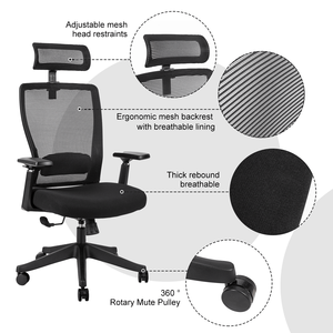 Silla de Oficina Ergonómica de Malla Negra con Respaldo Alto y Soporte Lumbar, Capacidad de 300 Libras - Product Image 4